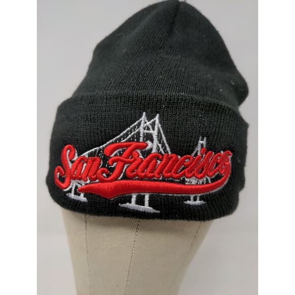 San Francisco Beanie Hat Golden Gate Bridge Embroidered Black - Picture 3 of 11